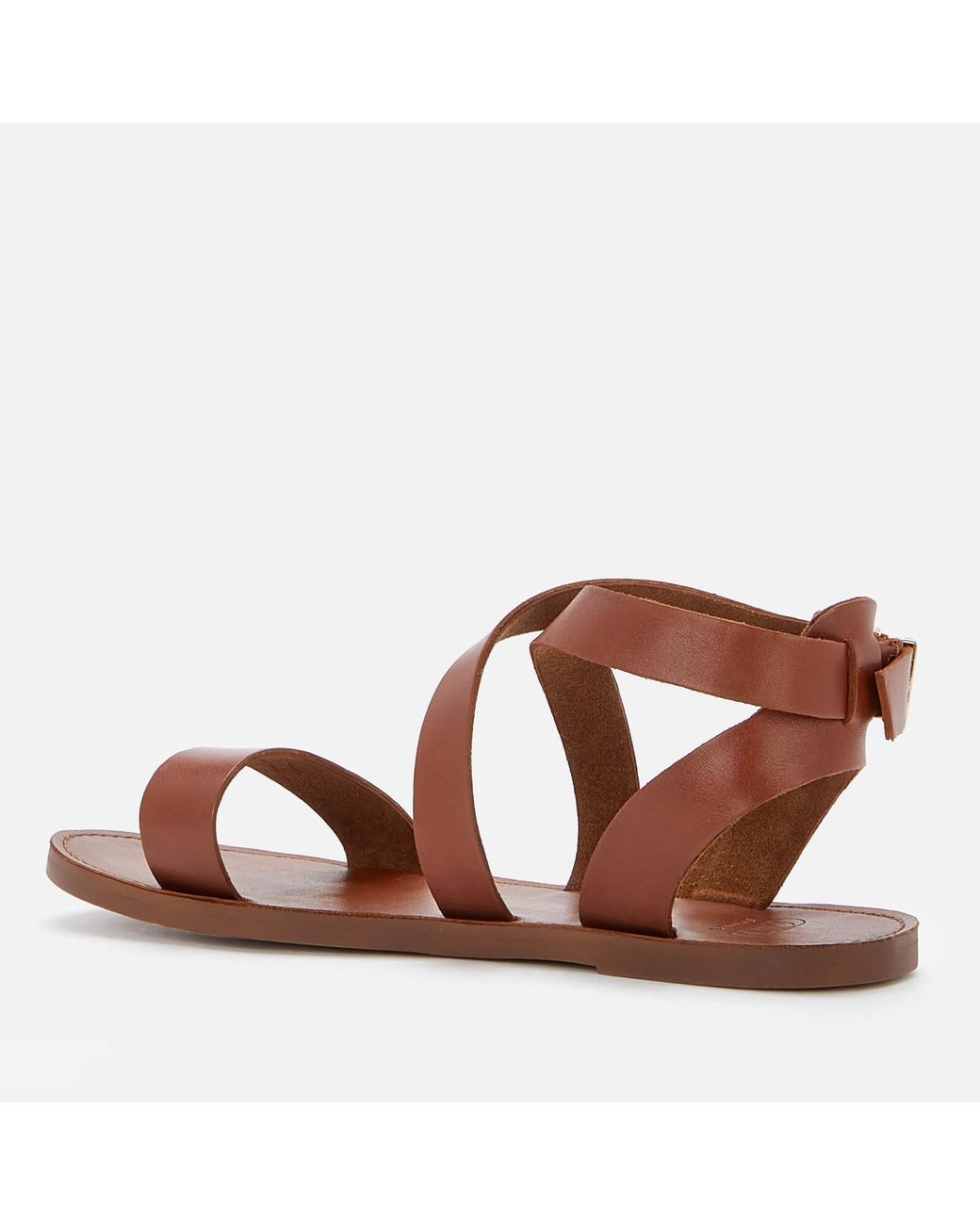 Dune Leels Leather Flat Sandals in Tan (Brown) - Lyst
