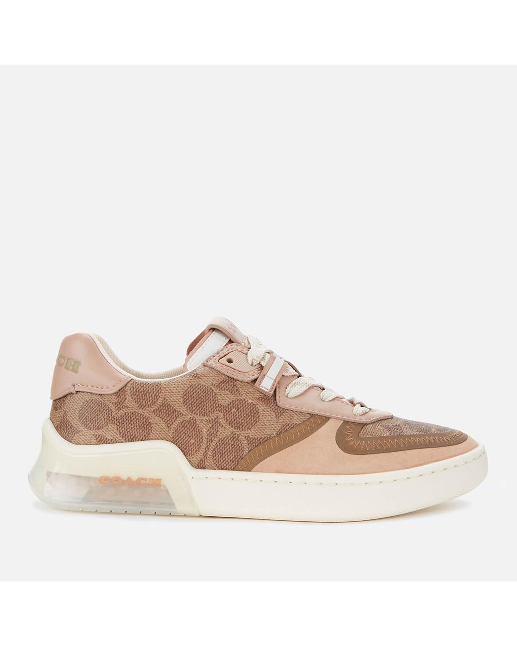 COACH Canvas Citysole Signature Print Court Trainers in Tan (Pink) - Lyst