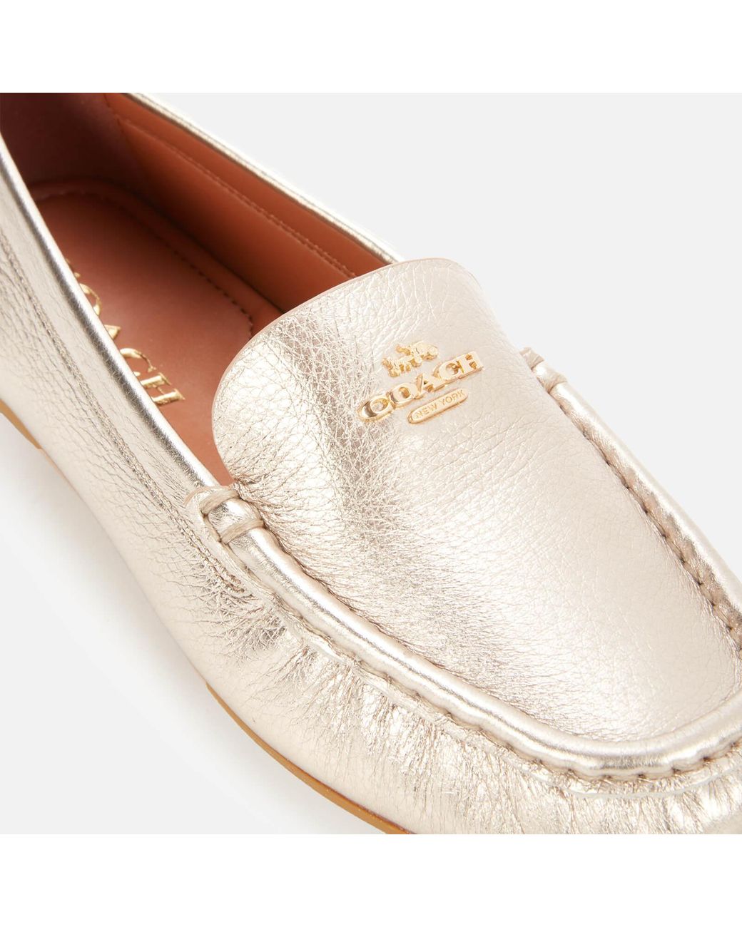 COACH Marley Metallic Leather Driving Shoes | Lyst