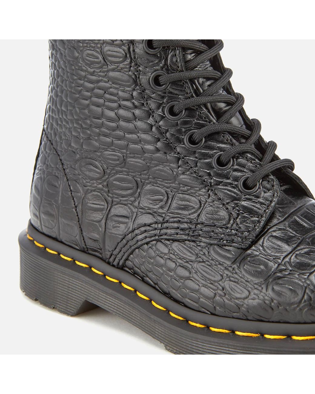 Dr. Martens Pascal Croc Leather 8-eye Lace Up Boots in Black | Lyst