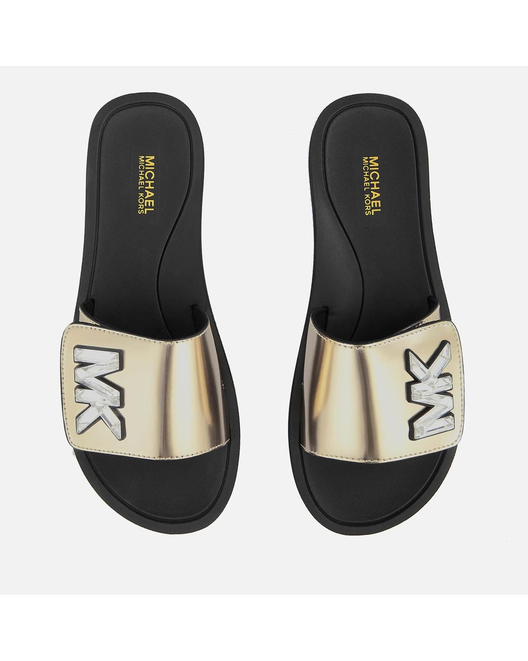 MICHAEL Michael Kors Mk Slide Sandals in Metallic | Lyst