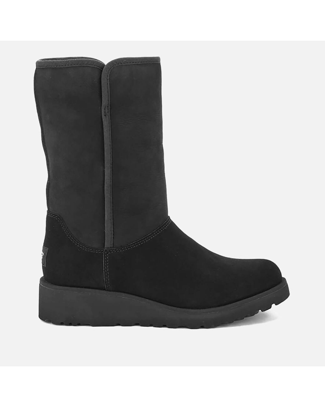 UGG Suede Amie Classic Slim Sheepskin Boots in Black | Lyst