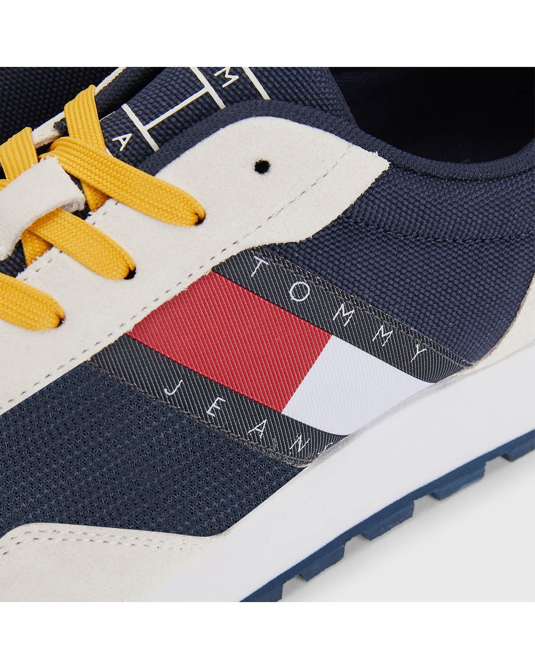 Tommy Hilfiger Retro Running Style Mesh And Faux Suede Detail Trainers in  Blue for Men | Lyst