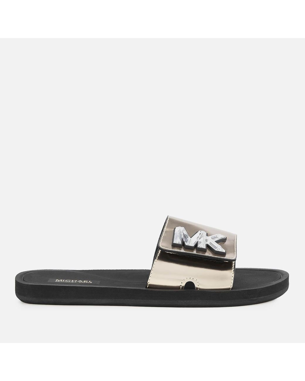 MICHAEL Michael Kors Mk Slide Sandals in Metallic | Lyst