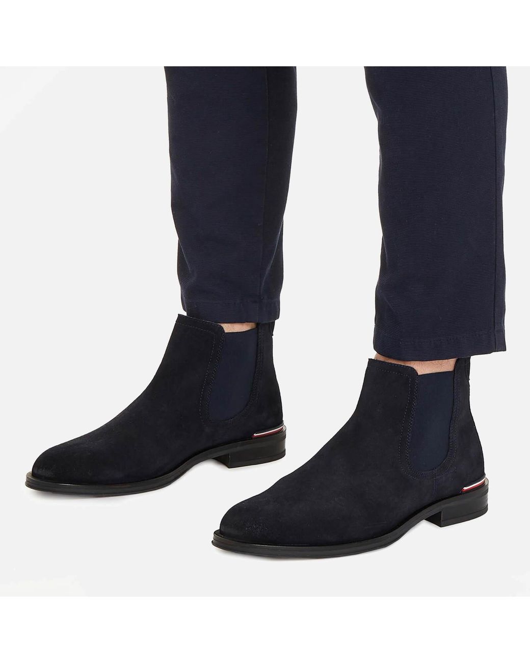 Tommy Hilfiger Suede Chelsea Boots in Blue for Men | Lyst