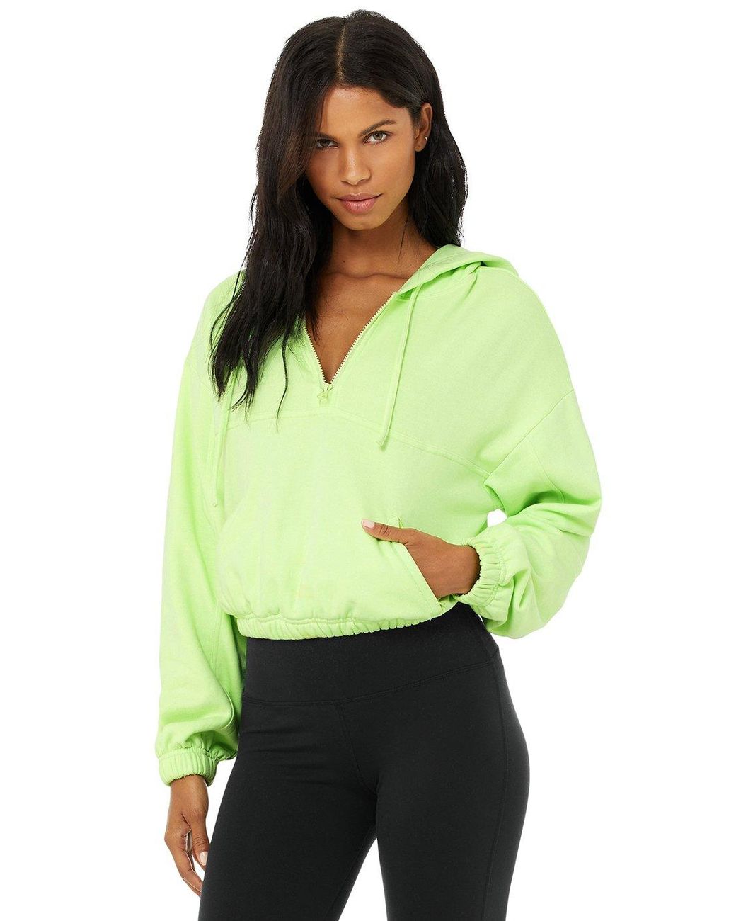 Alo Yoga Alo Yoga Stadium Half Zip Hoodie in Neon Lime (Green) Lyst