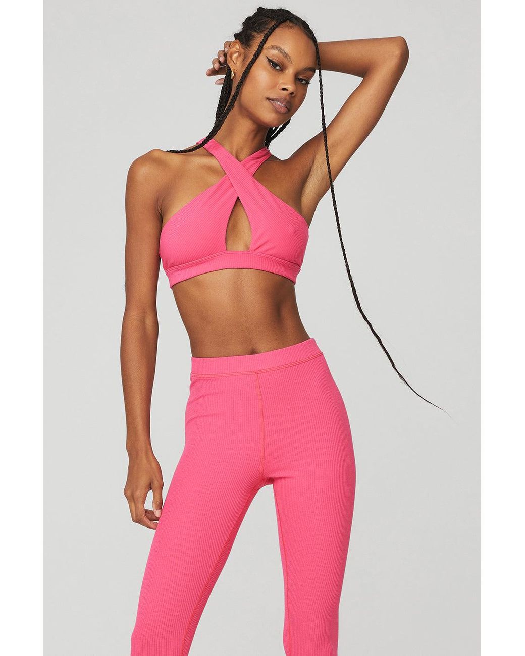 Alo Yoga Alo Yoga Ribbed Destination Bra in Pink Lyst