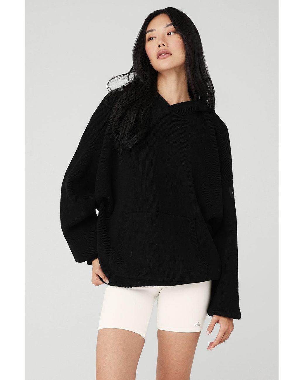 Alo Yoga Scholar Hooded Sweater Sweatshirt in Black | Lyst