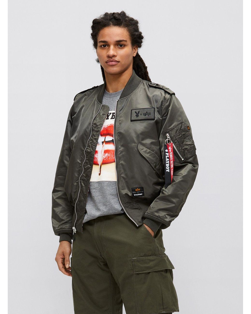 Alpha Industries Synthetic Playboy X Alpha L2b Bomber Jacket in Gray