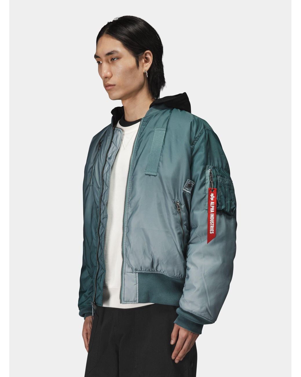 Alpha Industries Blue Gradient Washed Flight Jacket for men