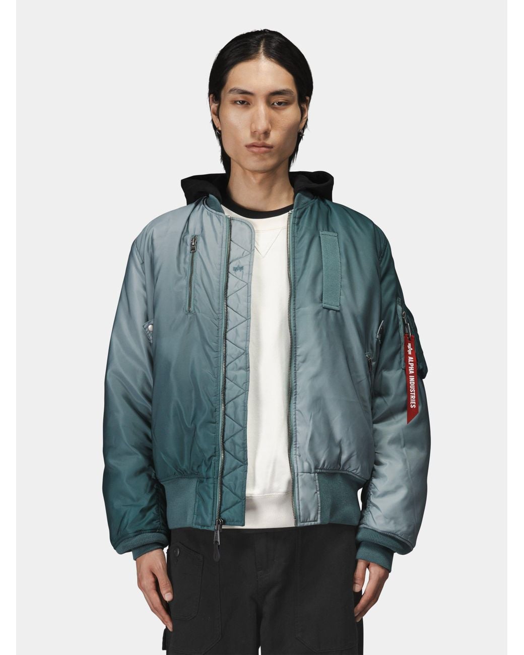 Alpha Industries Blue Gradient Washed Flight Jacket for men