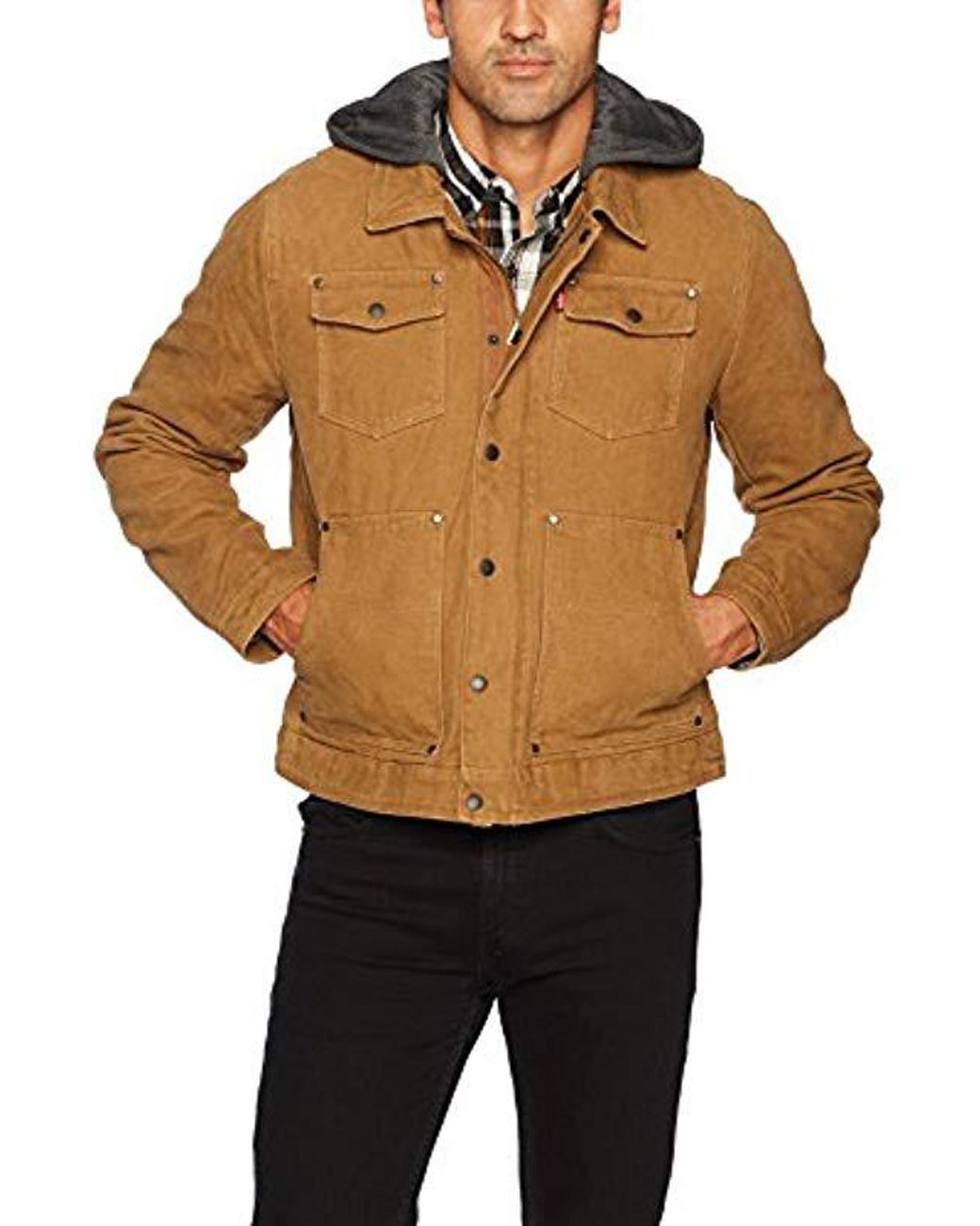 Levi's Cotton Canvas Trucker Jacket With Removable Hood in Brown for Men |  Lyst
