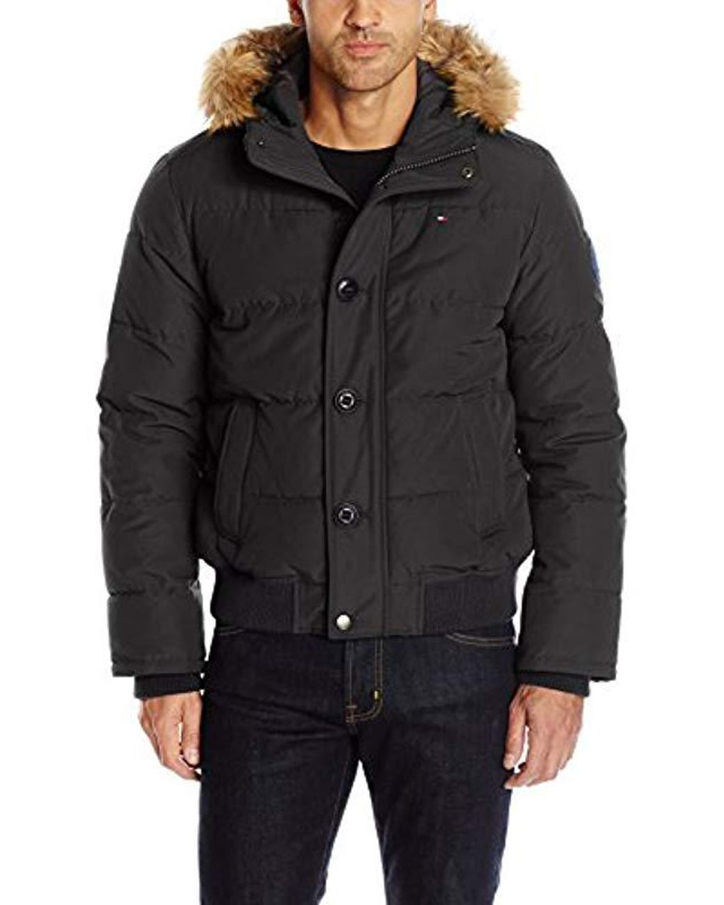 Tommy Hilfiger Arctic Cloth Quilted Snorkel Bomber Jacket With ...