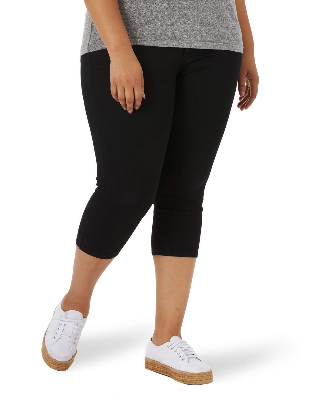 Lee Jeans Denim Size Sculpting Slim Fit Mid Rise Capri Jean in Black Lyst