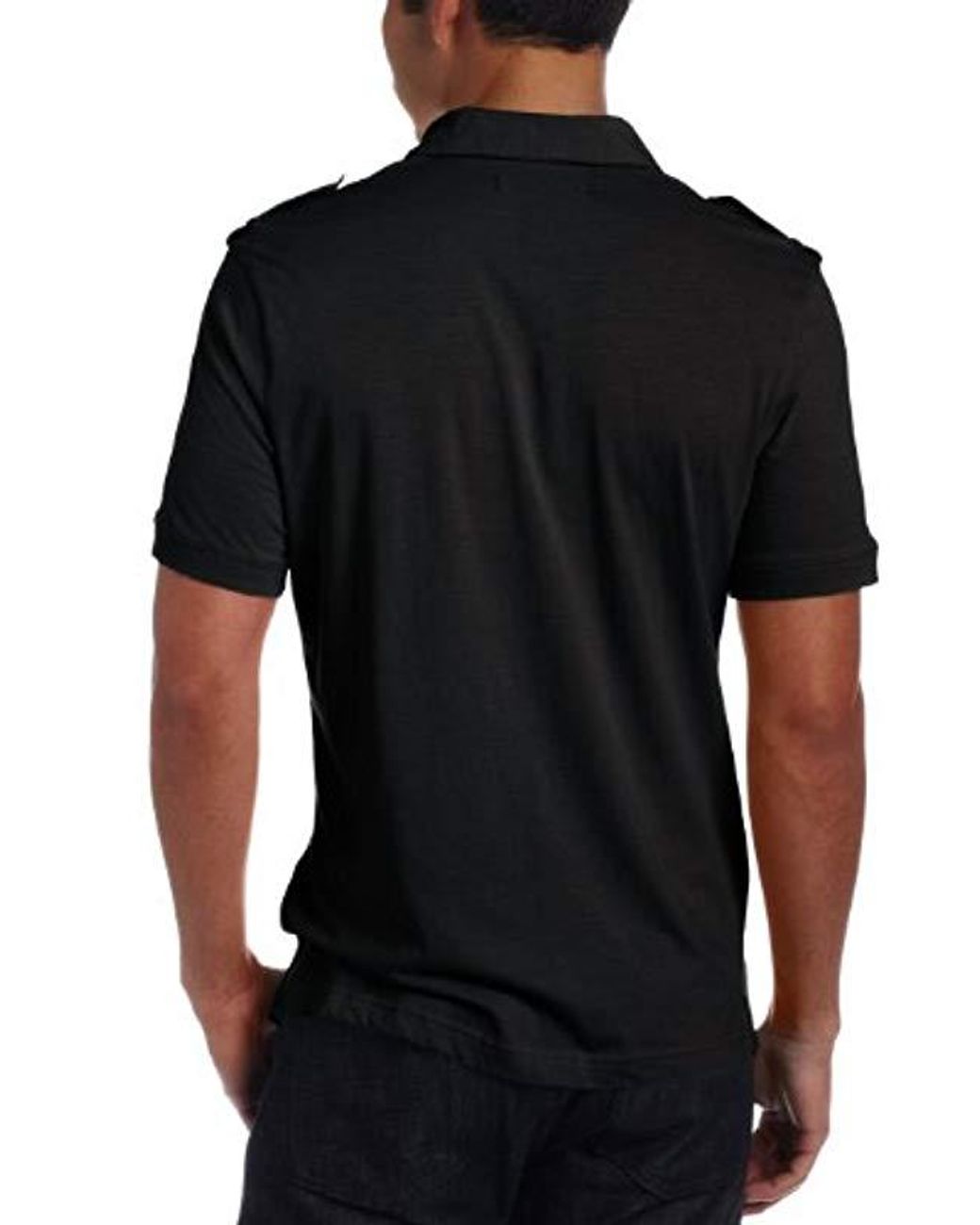 Kenneth Cole Polo With Epaulettes in Black for Men | Lyst