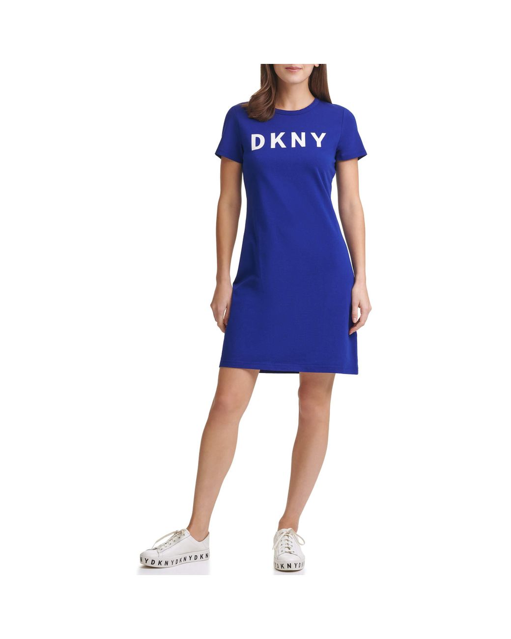 DKNY Cotton Logo Tshirt Dress in Marine (Blue) Lyst