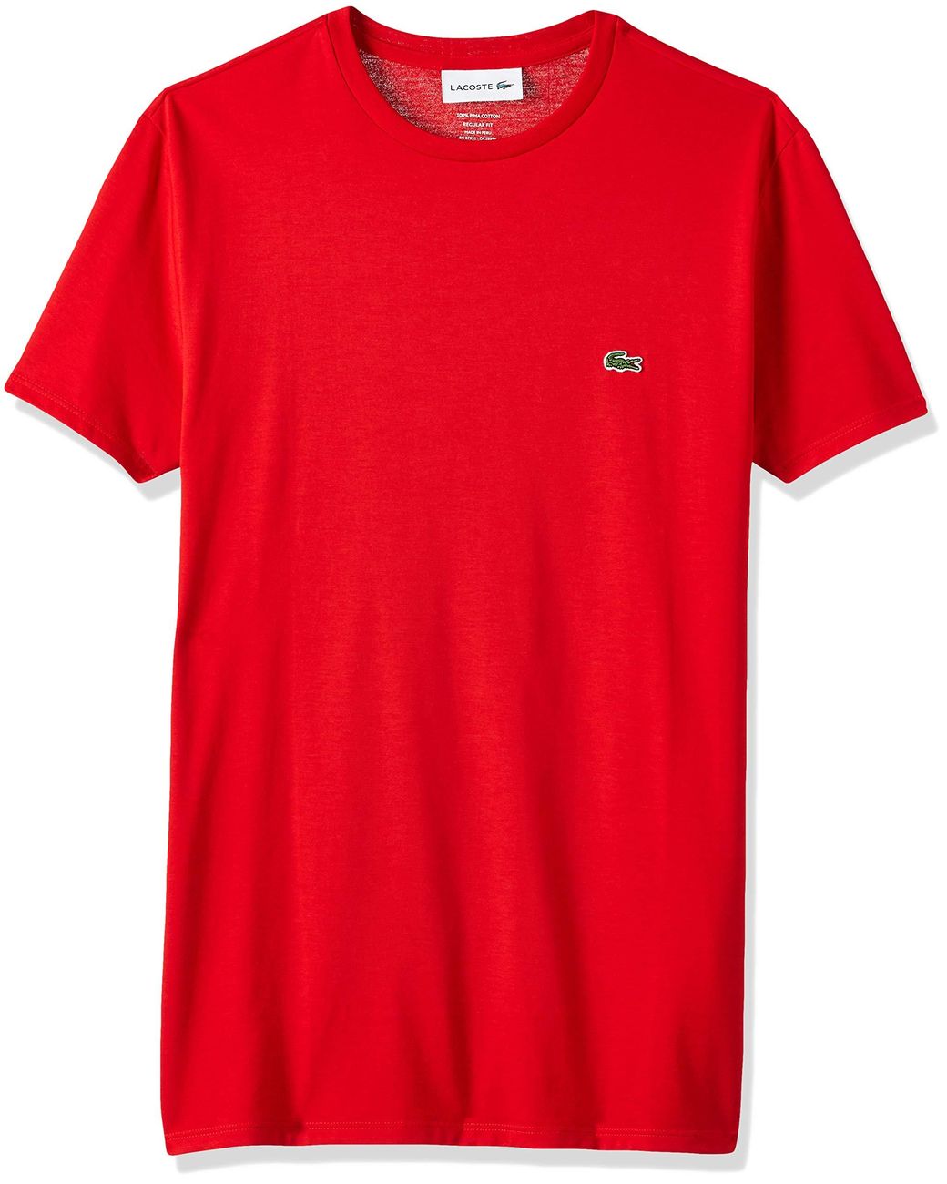 Lacoste Short Sleeve Crew Neck Pima Cotton Jersey T-shirt in Red Bright ...