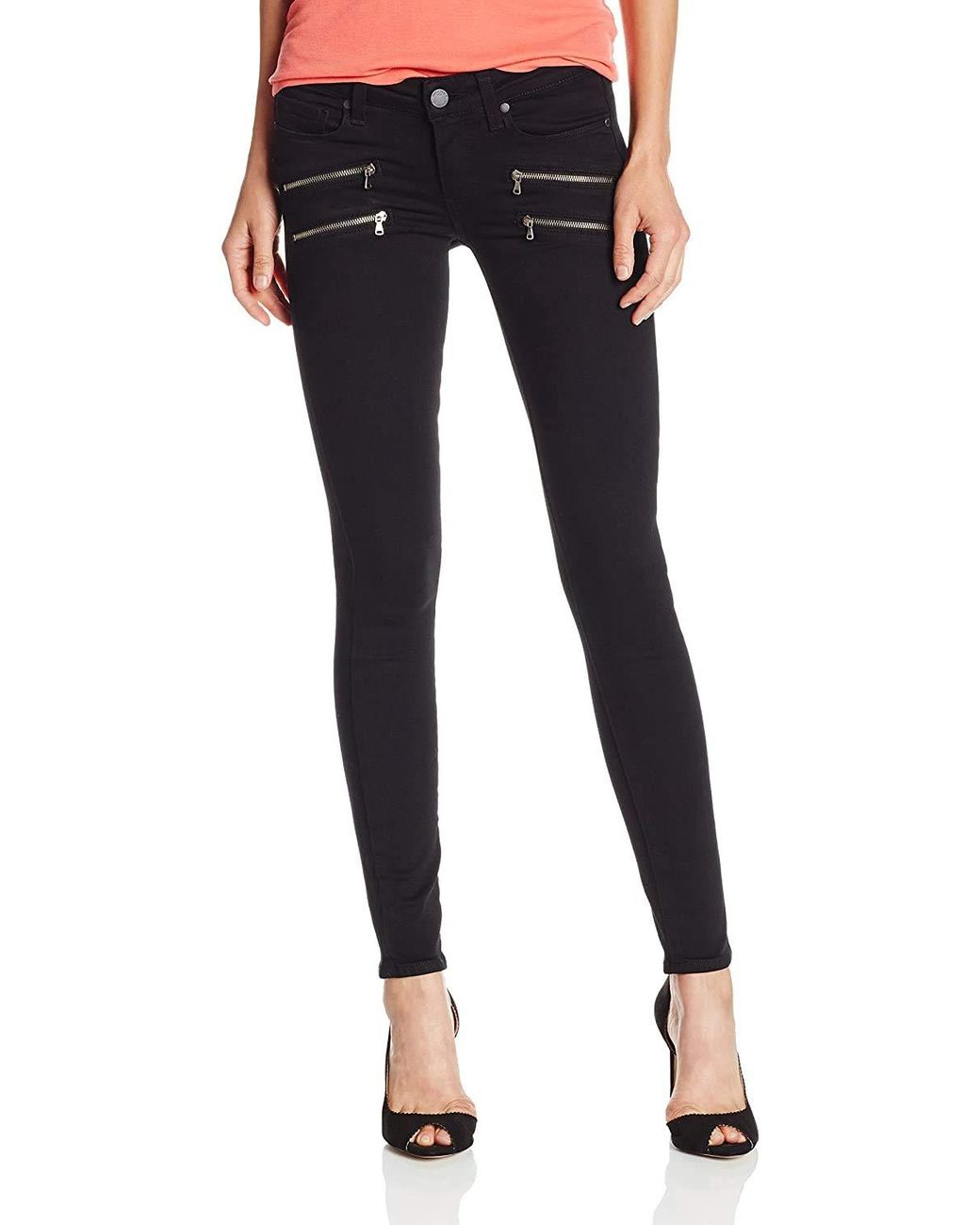 PAIGE Edgemont Double Zip Skinny Jean in Black | Lyst