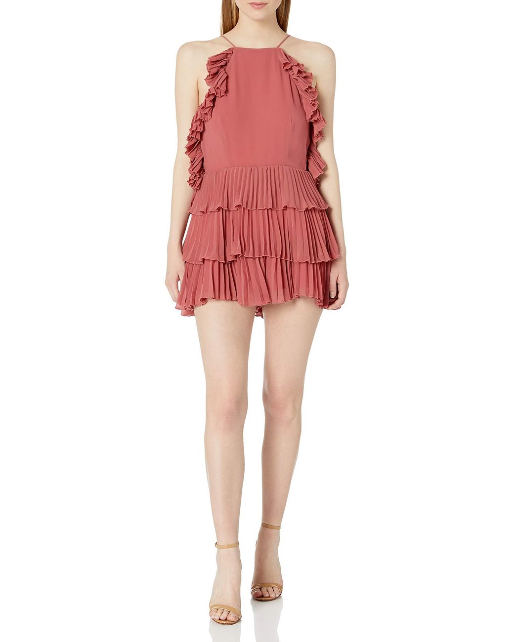 red sleeveless romper