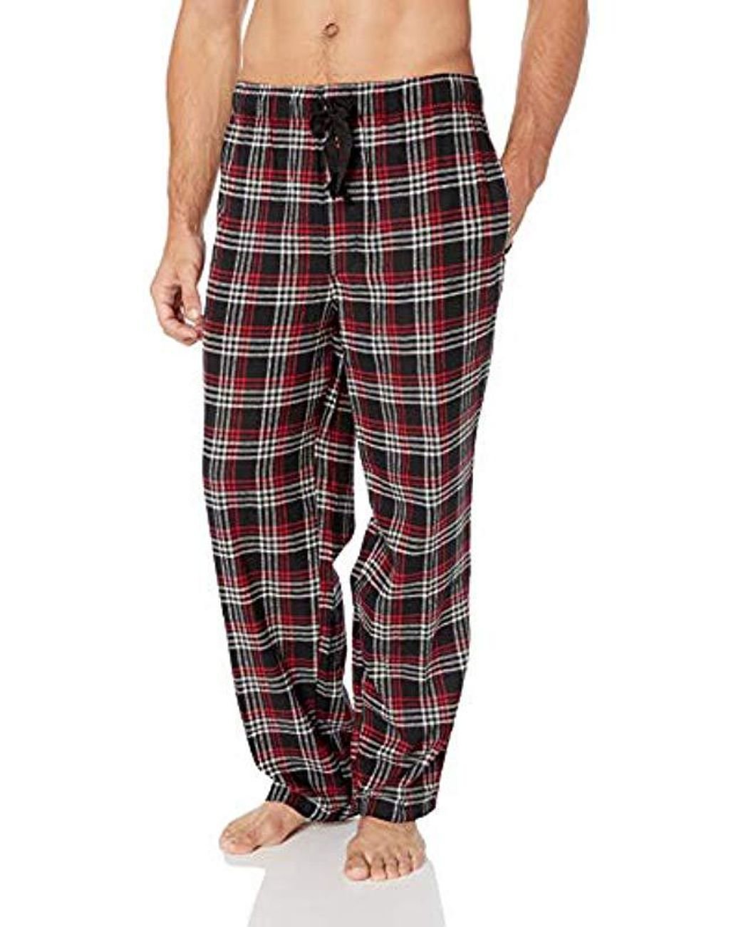 IZOD Mens Yarn-dye Flannel Pant and Microfleece Crew Top Pajama Set