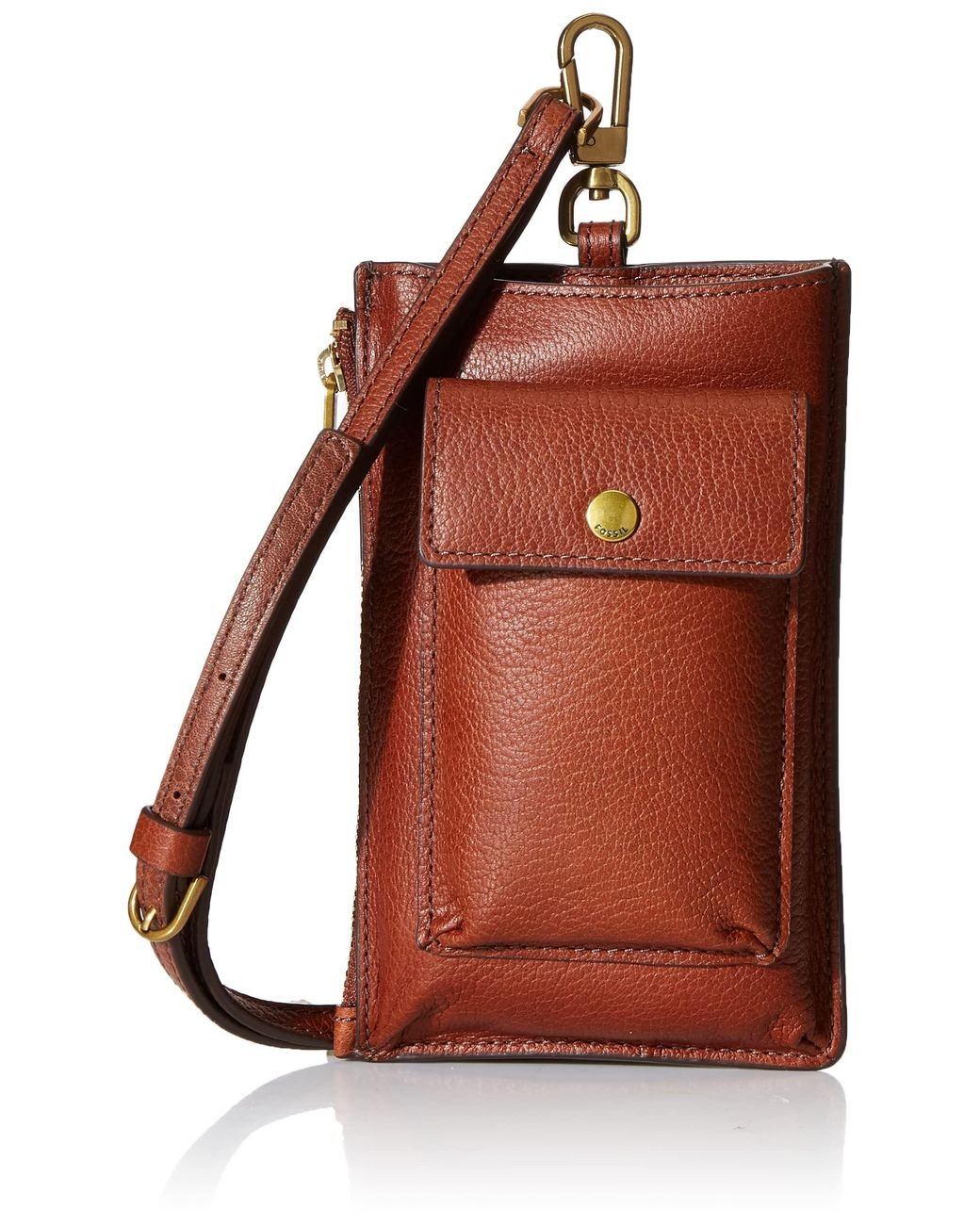 fossil Brown Rio Leather Phone Crossbody Wallet
