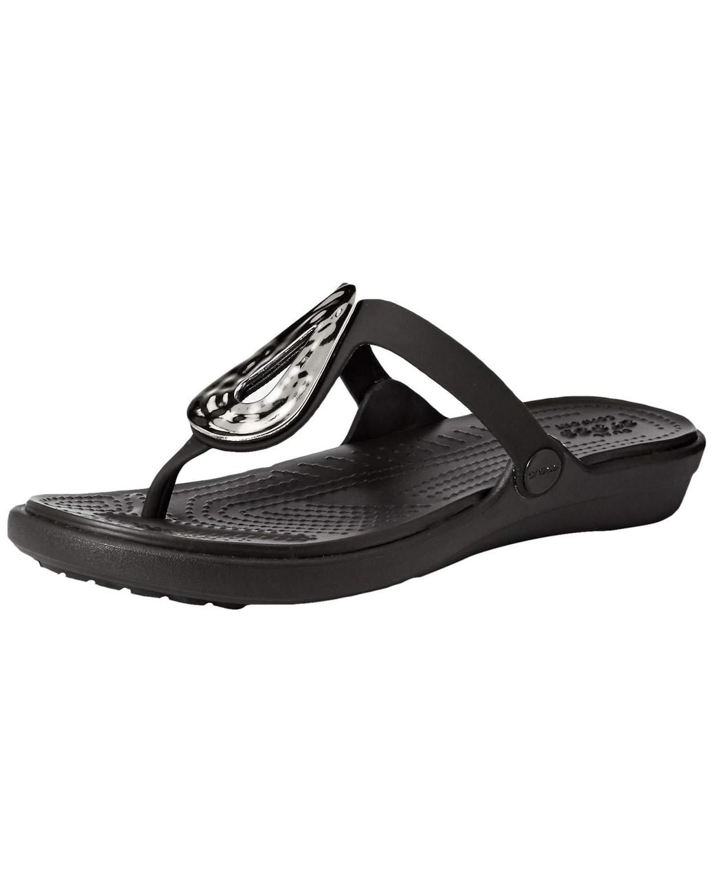 Crocsâ¢ Sanrah Liquid Metallic Flip Flop in Silver/Black (Black) - Save 49% - Lyst