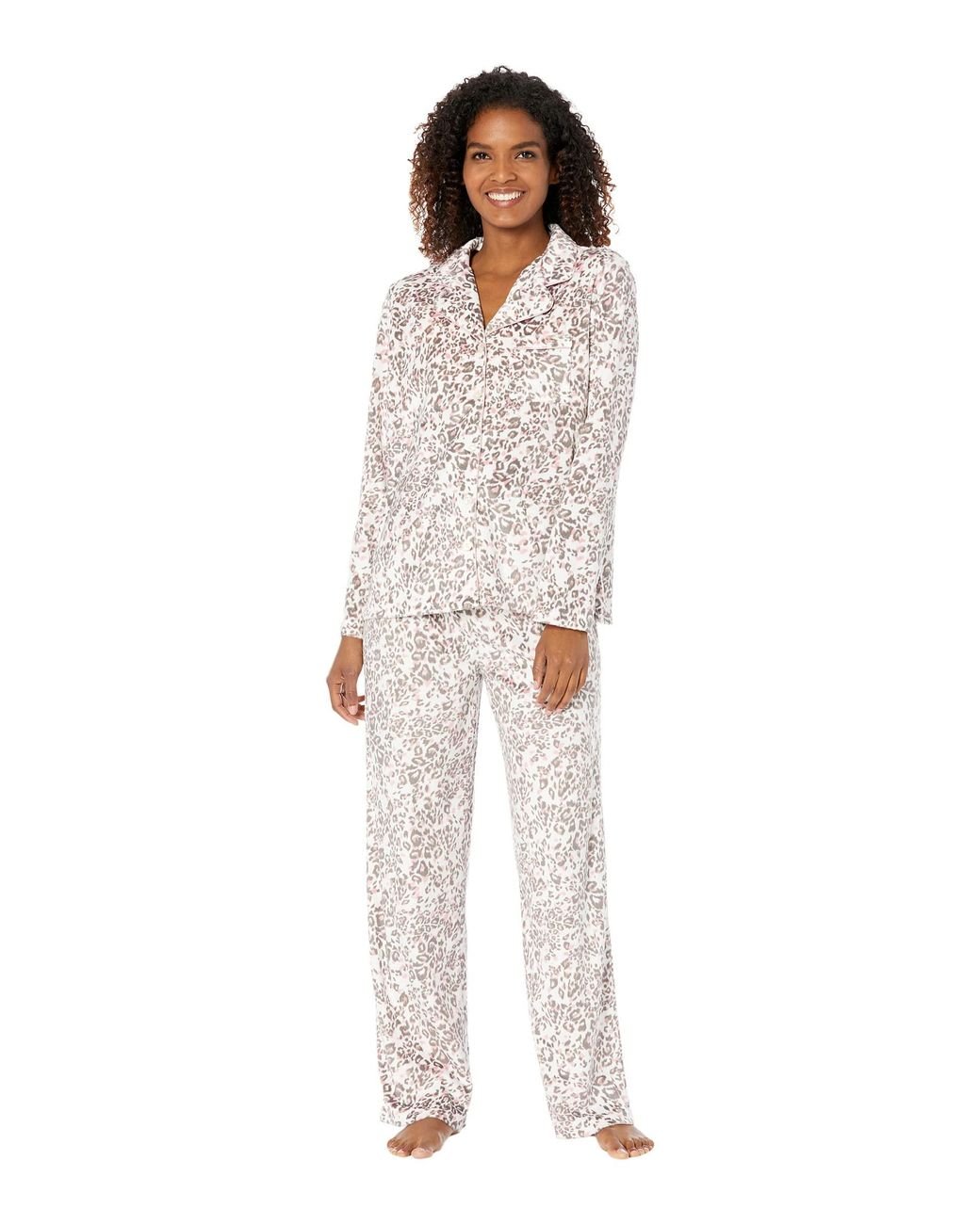 Lacoste Karen Neuburger Womens Long Sleeve Minky Fleece Girlfriend Pj With  Socks Pajama Set in White