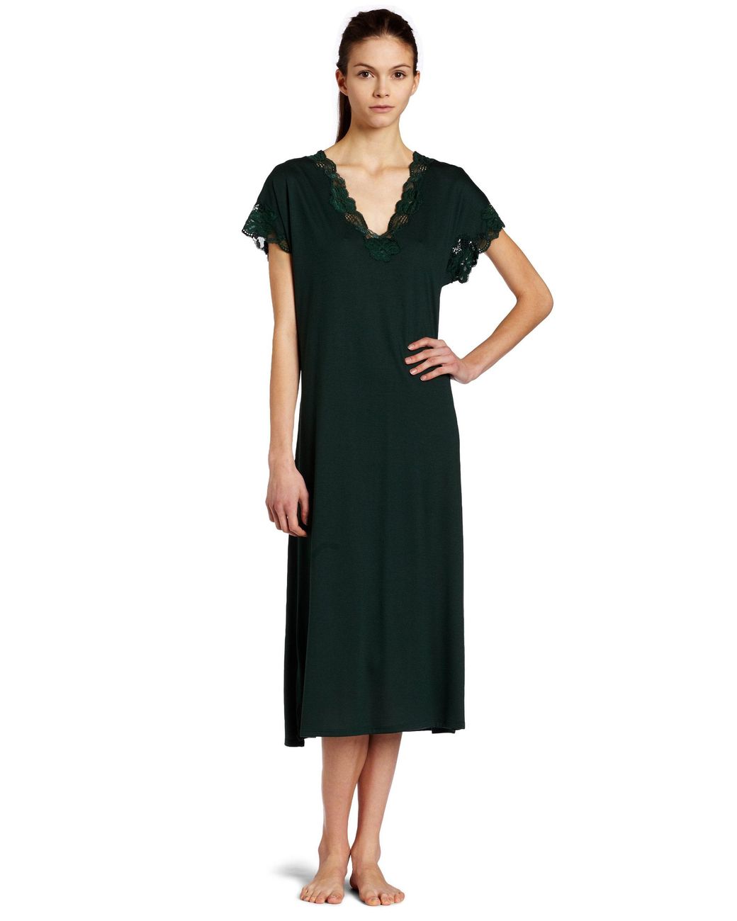 Natori Zen Floral Short Sleeve Nightgown in Black Lyst