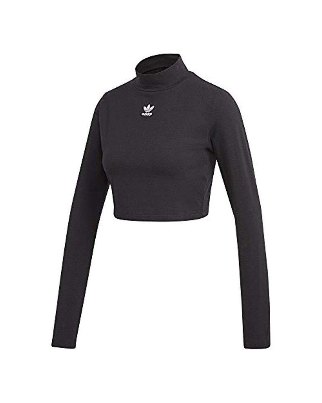 adidas Originals Turtle Neck Long Sleeve Crop Top in Black | Lyst