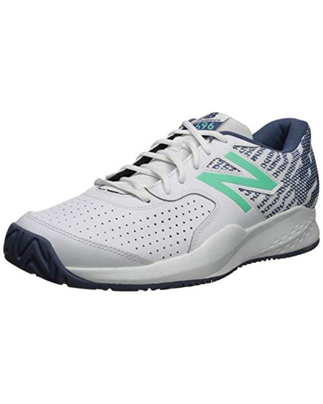 New Balance 696v3 Hard Court Tennis Shoe, White/emerald, 1.5 D Us for ...
