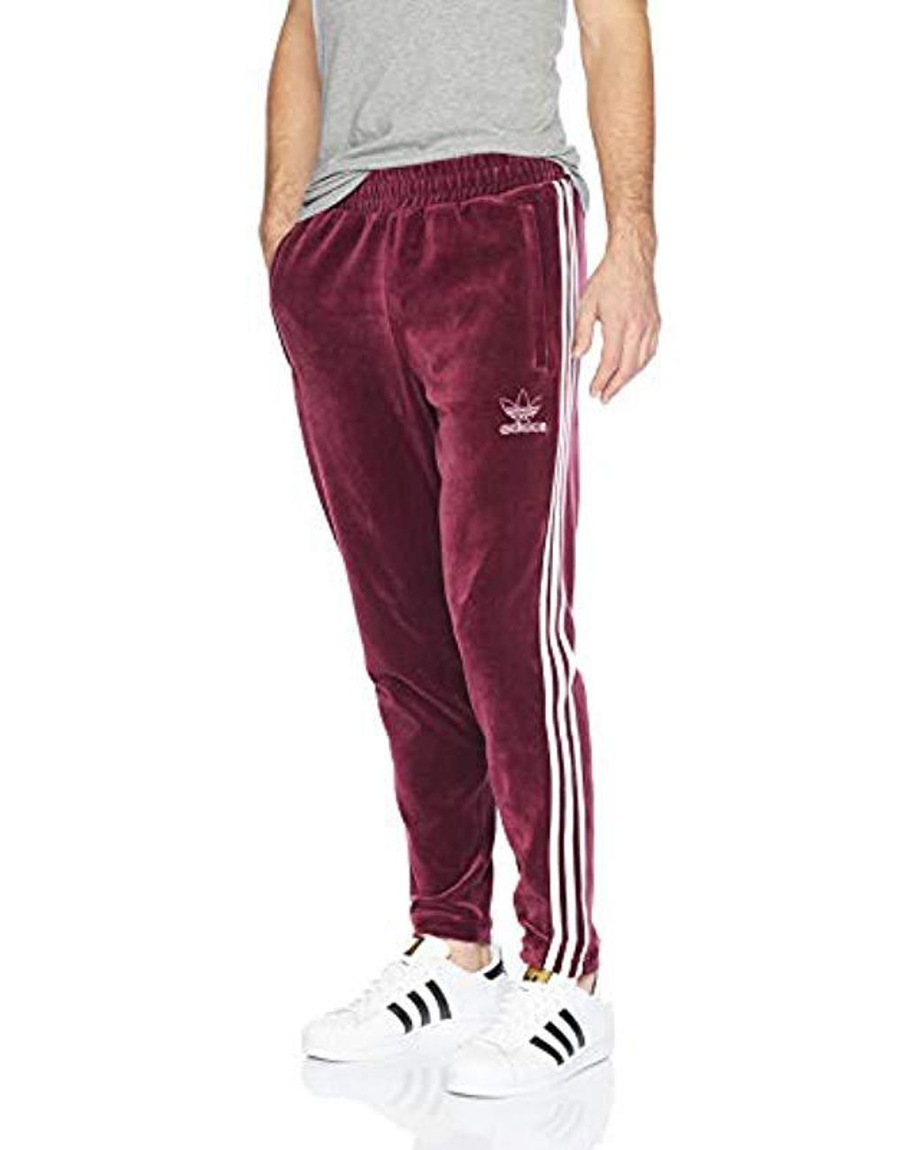 adidas Originals Originals Velour 3-stripes Trackpants in Purple