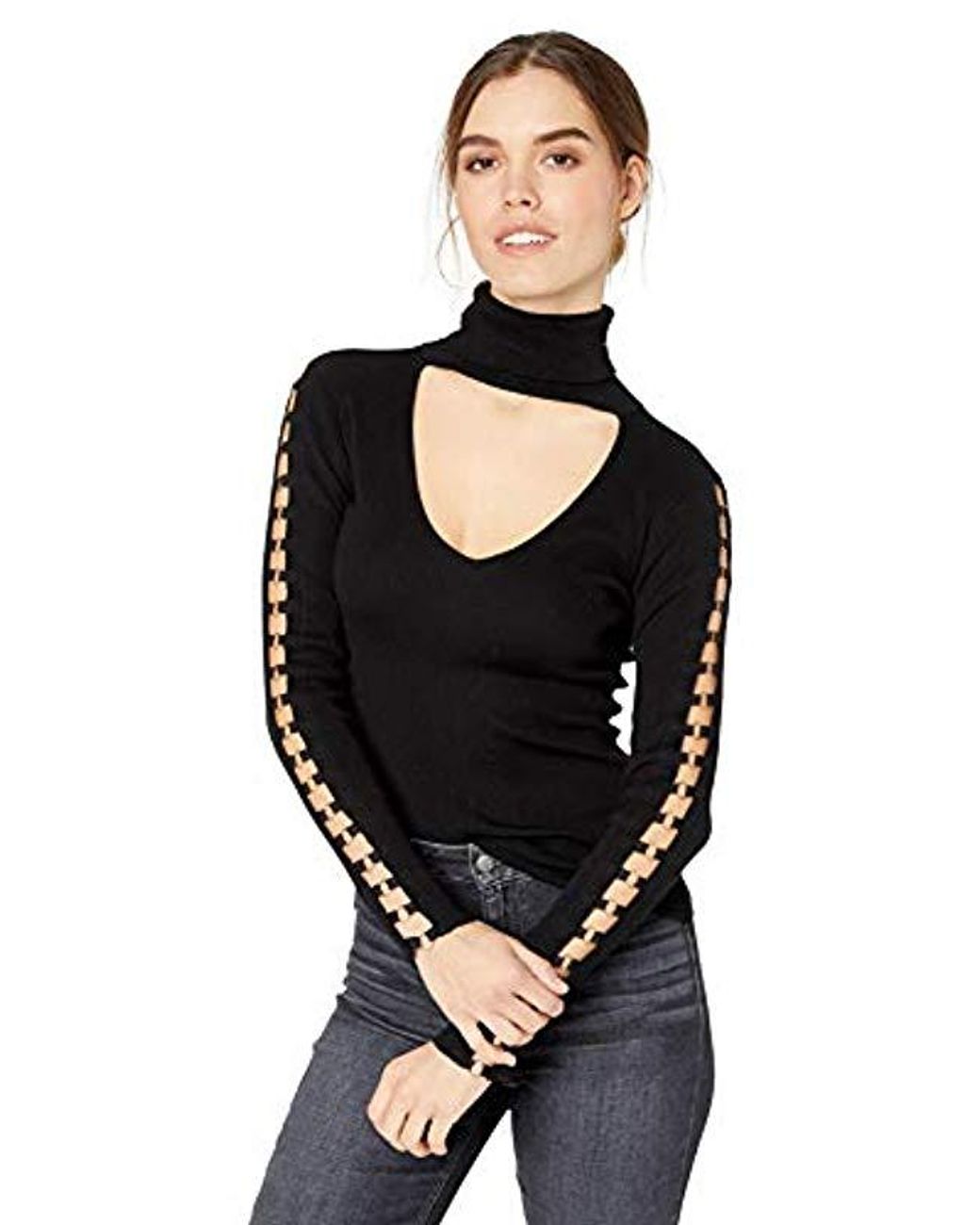 Guess Long Sleeve Turtleneck Holly Sweater in Black - Lyst