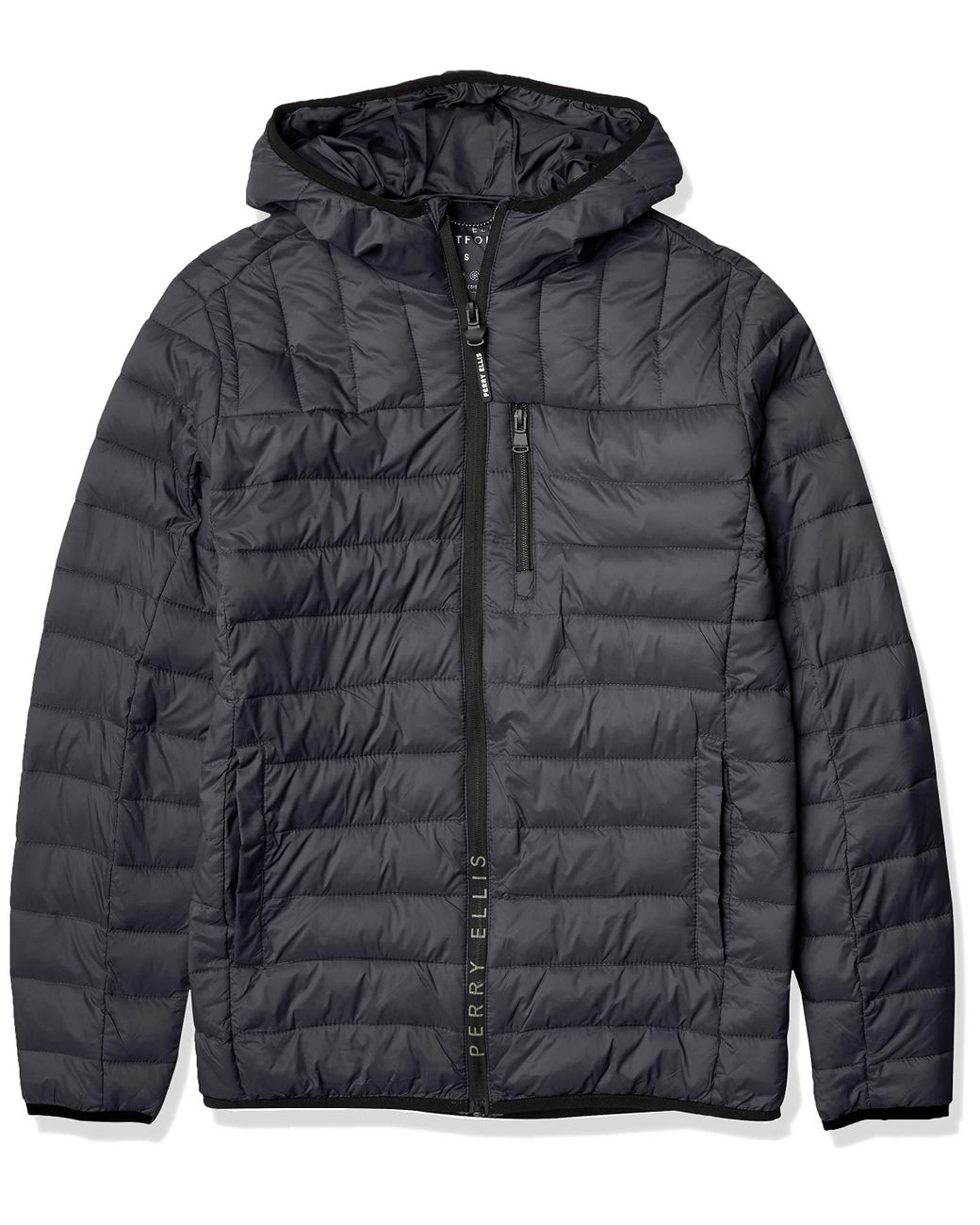 Perry Ellis Classic Packable Puffer Jacket in Charcoal (Gray) for Men ...
