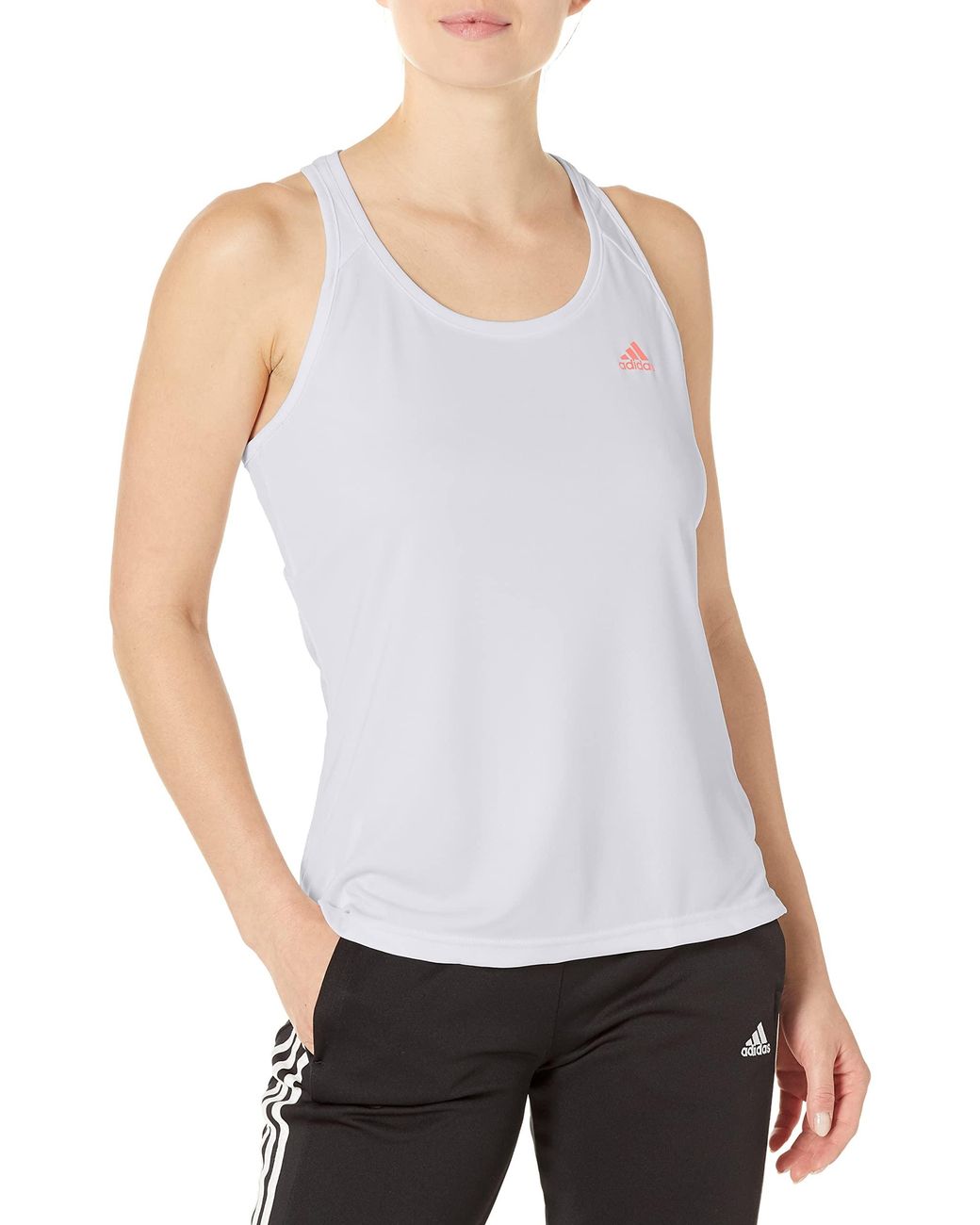 adidas Designed 2 Move 3-stripes Sport Tank Top in White | Lyst