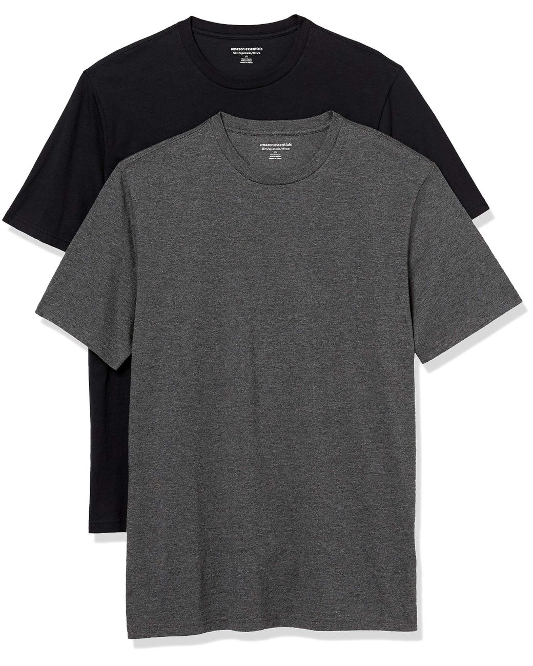 Amazon Essentials 2-pack Slim-fit Crewneck T-shirt in Black/Charcoal ...
