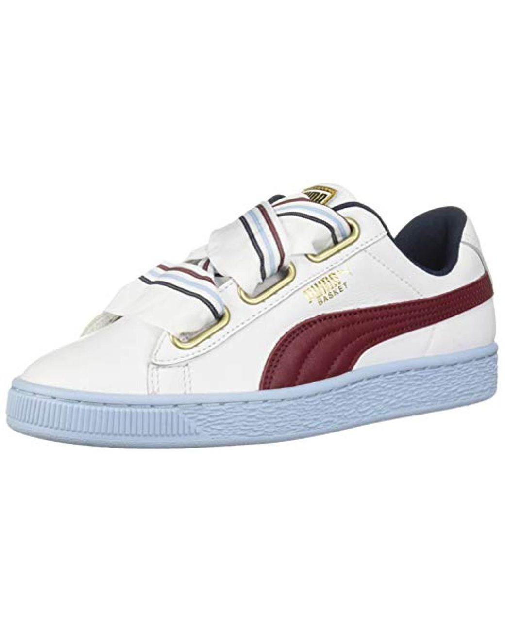 puma patent basket heart sneaker in white