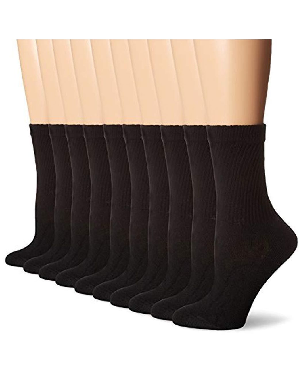 Hanes Cotton S Cushioned Crew Athletic Socks 10pack (683/10) in Black
