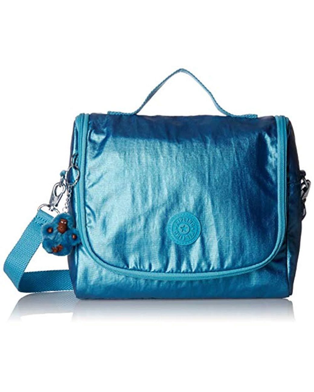 Women S Blue Kichirou Insulated Lunch Bag Removable Adjule Crossbody Strap Zip Closure Turkish Tile Metallic