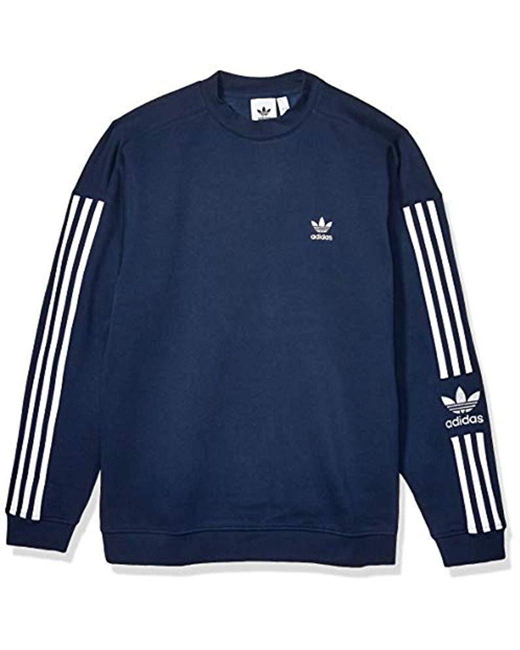 adidas Originals Fleece Lock Up Crew Sweatshirt in Navy (Blue) for Men ...