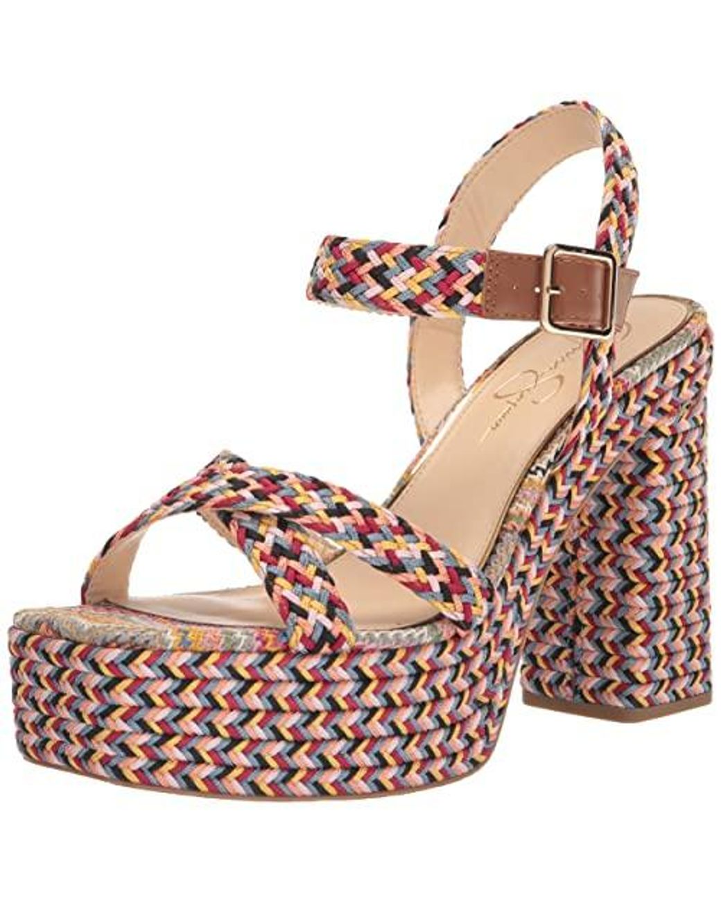 Jessica Simpson Brycen Platform High Heel Sandal Wedge in Brown | Lyst