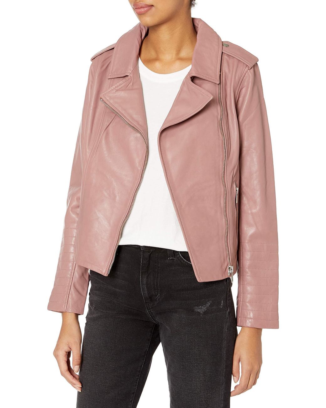 BB Dakota Washed Leather Jacket in Rose Taupe (Pink) - Save 60% - Lyst