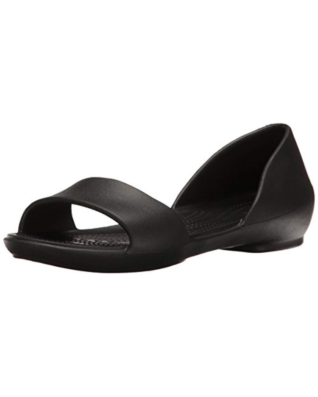 Crocs™ Lina Dorsay Flat Sandal in Black | Lyst