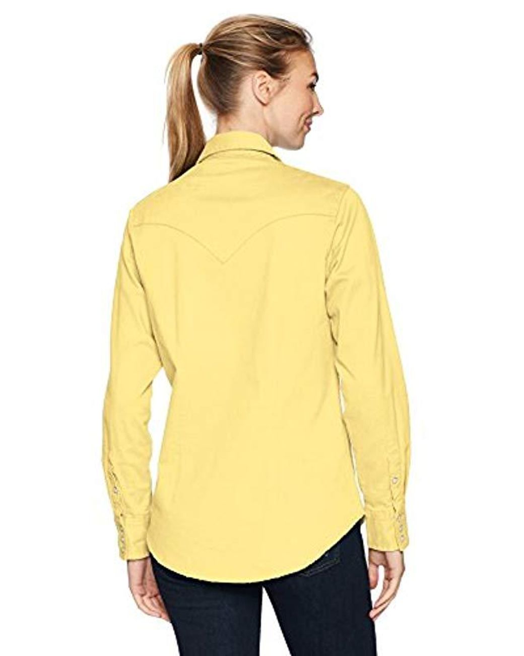 Wrangler Long Sleeve Western Snap Work Shirt in Yellow | Lyst