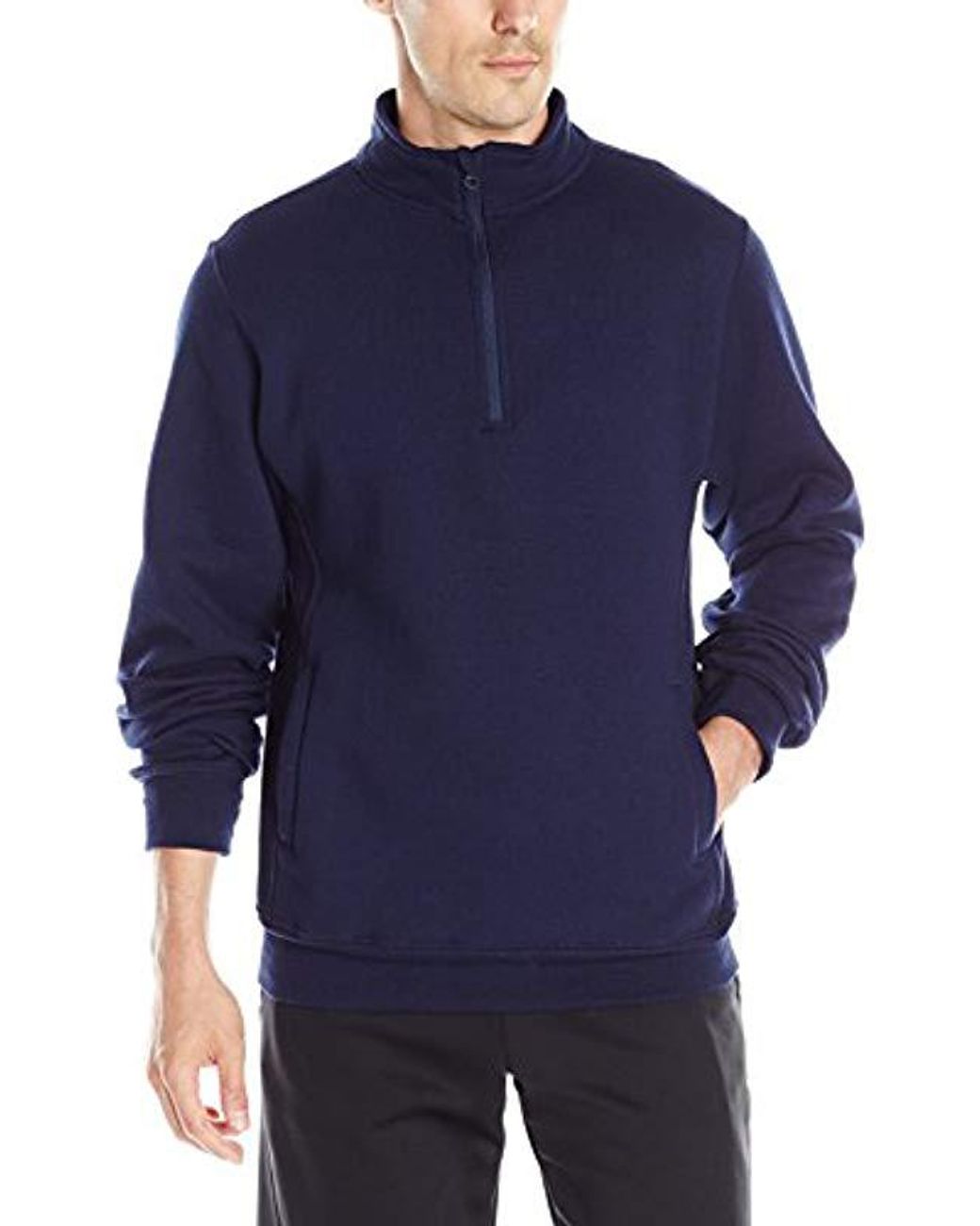 Russell Athletic Dripower Fleece Quarterzip Cadet Sweatshirt in Navy