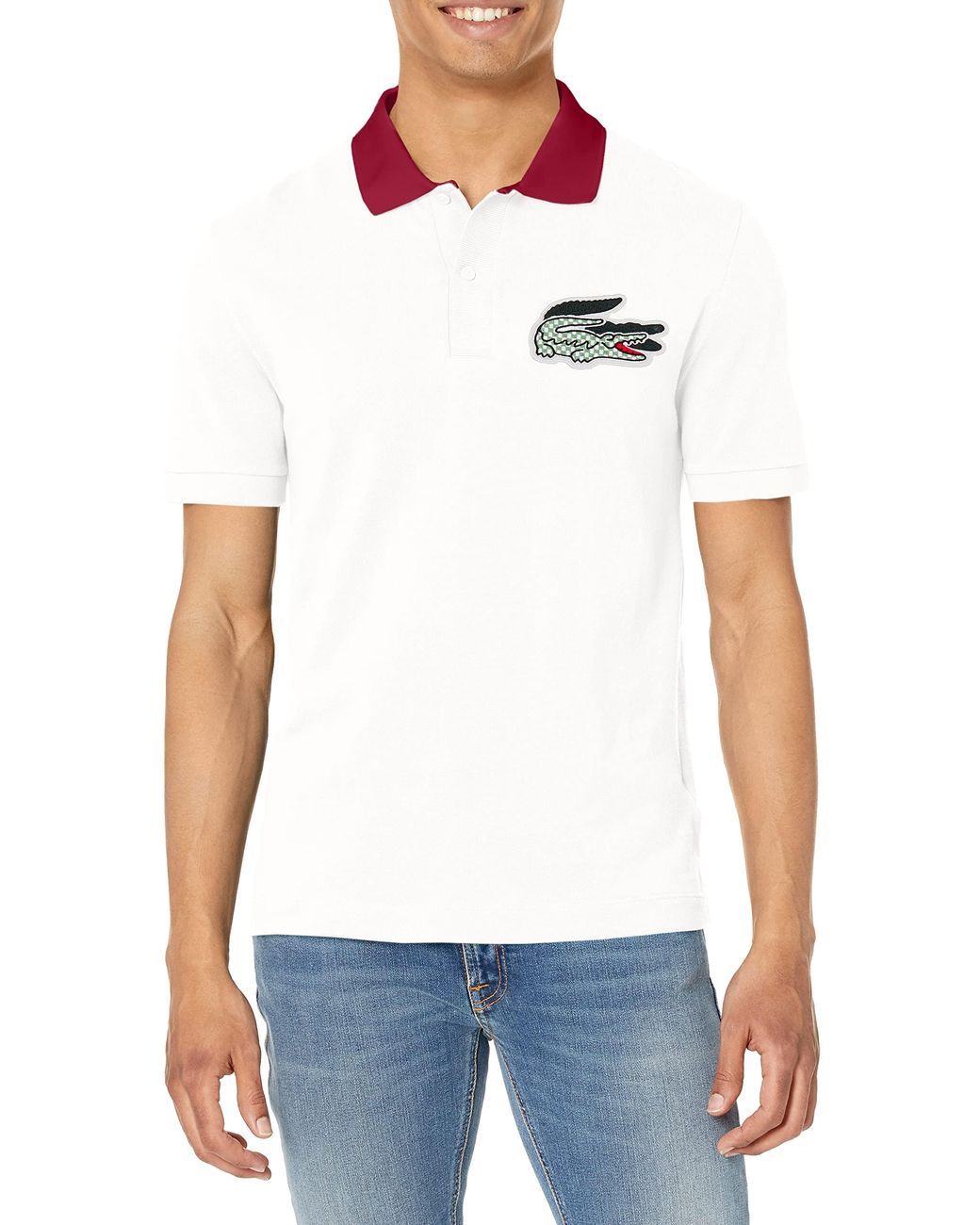 Lacoste Short Sleeve Multi-croc Slim Fit Polo Shirt in White for Men | Lyst