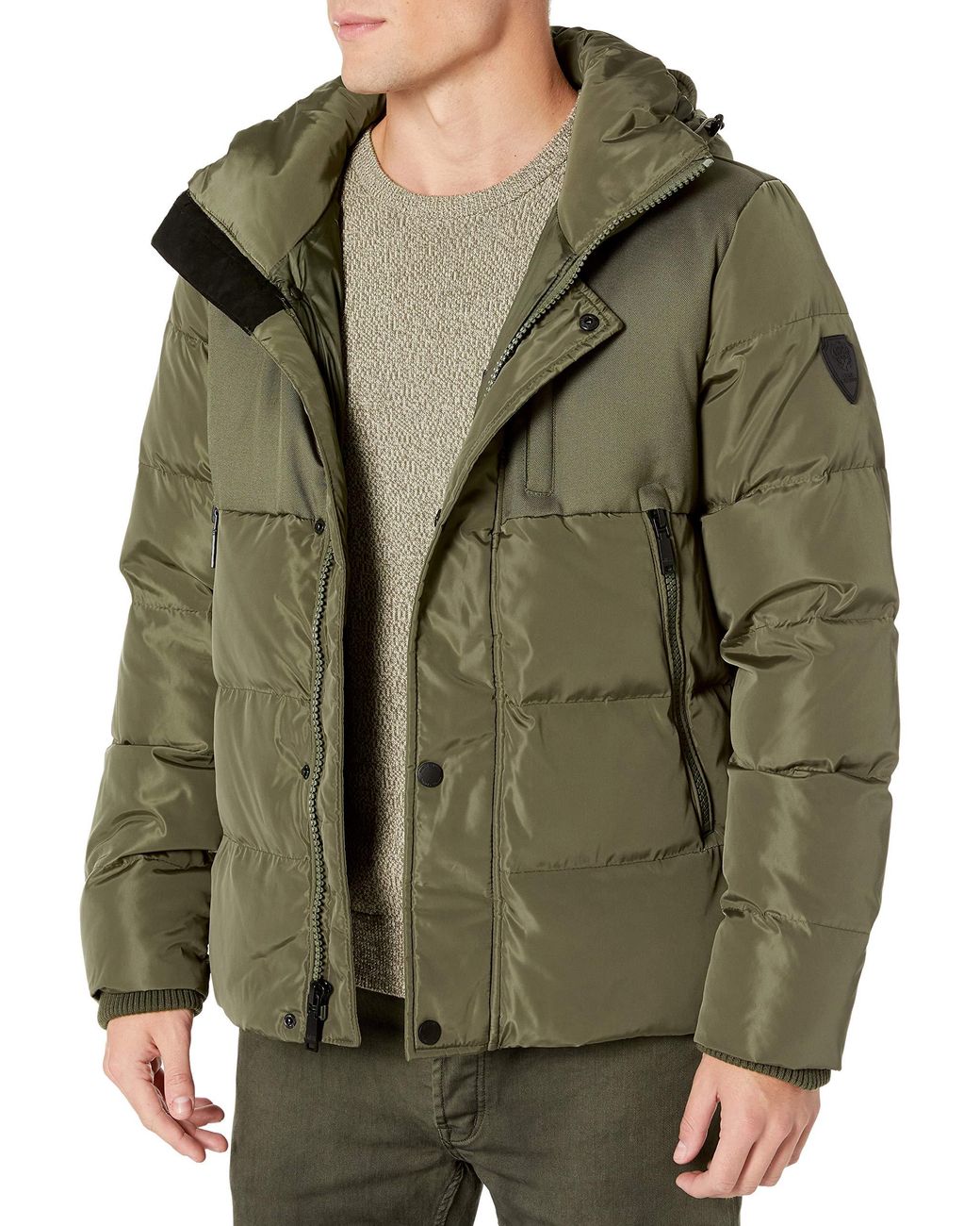 Vince Camuto Hooded Down Puffer Jacket in Olive (Green) for Men - Lyst