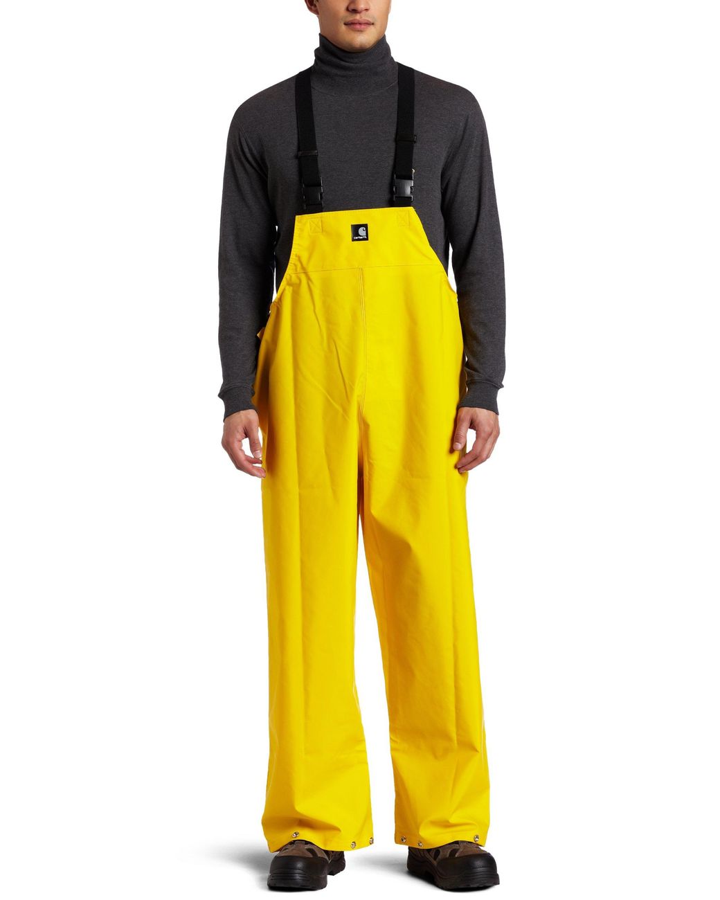 ONGUARD Collared Rain Jacket: XL, Yellow, Snaps/Storm Flap, Ribbed PVC/Non-Woven Polyester, Hip Lg