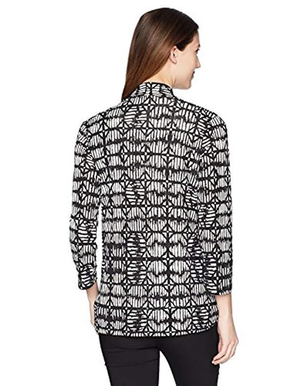 Kasper Women/'s Plus Size 3//4 Sleeve Cardigan with Back Waist Detail Black 1X