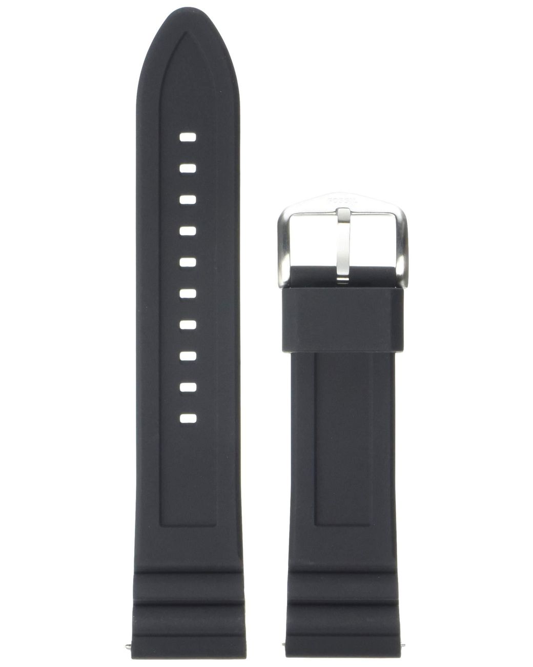 Fossil 24mm Silicone Interchangeable Watch Band Strap in Black/Silver