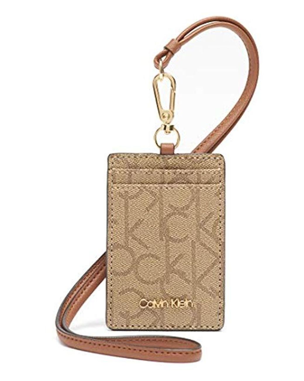 Calvin Klein Signature Lanyard Id Holder Wristlet | Lyst